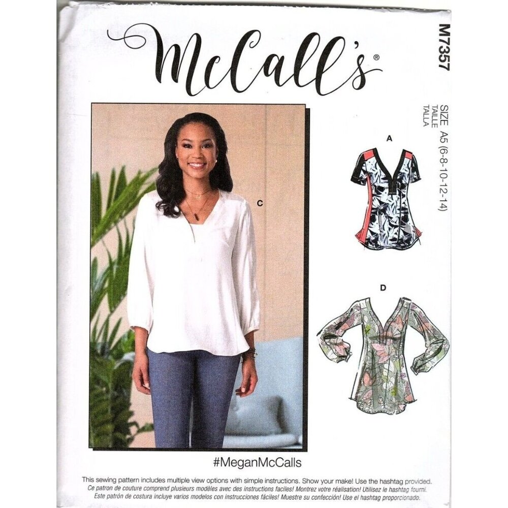 McCalls M7357 Misses 6 to 14 Loose Fitting Tops and Tunics Uncut Sewing Pattern